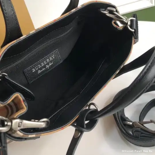 Official FirstBag Ru Check BURBERRY Medium Bowling Bag-30*15*21CM 0504